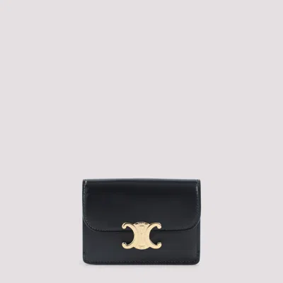 Celine Black Calf Leather Card Holder With Flap