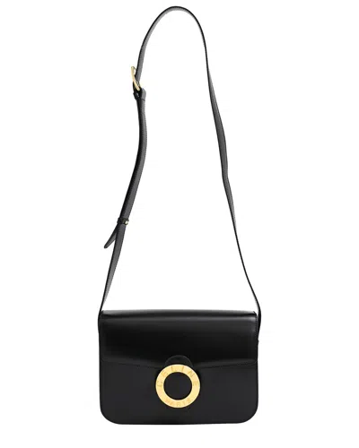 Celine Black Calfskin Leather Circle Logo Shoulder Bag (authentic Pre-loved)