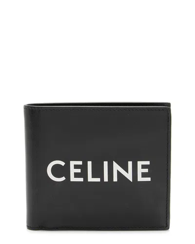 Celine Black Calfskin Logo Bifold Wallet (authentic Pre-loved) In Blue