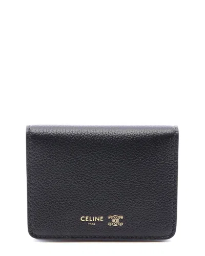 Celine Black Calfskin Triomphe Stamp Card Case (authentic Pre-loved)