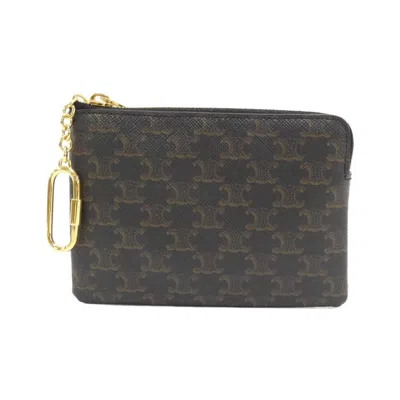 Pre-owned Celine Black Canvas Coin Purse/coin Case ()