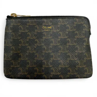 Pre-owned Celine Black Canvas Coin Purse/coin Case ()