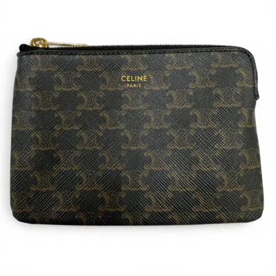 Pre-owned Celine Black Canvas Coin Purse/coin Case ()