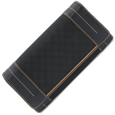 Pre-owned Celine Black Canvas Leather Long Wallet (bi-fold) ()