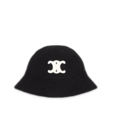 Celine Seamless Cashmere Bucket Hat In Black