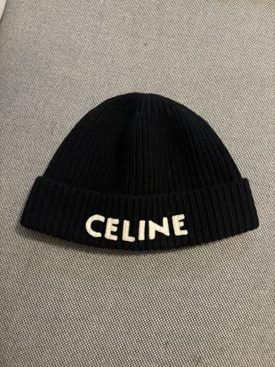 Pre-owned Celine Black  Stitch Logo Beanie