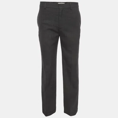 Pre-owned Celine Black Check Pattern Wool Straight Fit Trousers M