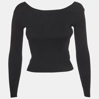 Pre-owned Celine Black Cotton Knit Open Back Heart Top Xs