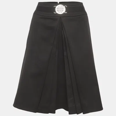 Pre-owned Celine Black Cotton Pleated Knee Length Skirt L