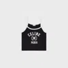 Celine Black Cotton Tank Top In Black