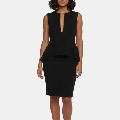 Pre-owned Celine Black Crepe Mini Peplum Dress M