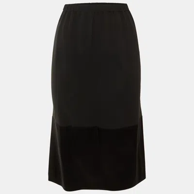 Pre-owned Celine Black Crepe Paneled Midi Skirt M