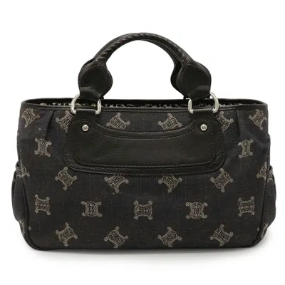 Pre-owned Celine Black Denim Leather Handbag Tote Bag ()