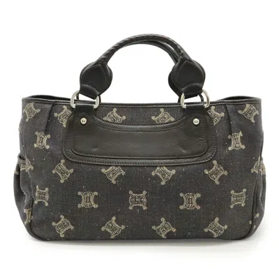 Pre-owned Celine Black Denim Leather Handbag Tote Bag ()