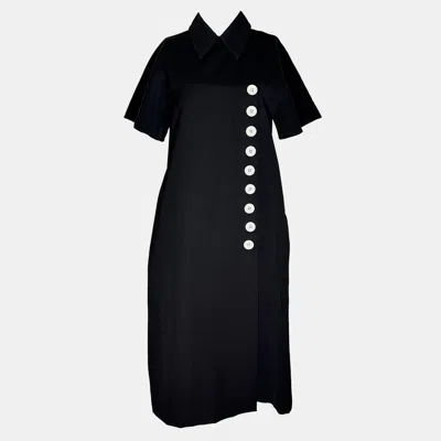 Pre-owned Celine Black Denim White Button Dress