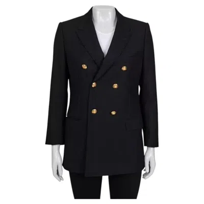 Pre-owned Celine Black Double-breasted Wool Jacket It40/s