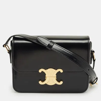 Pre-owned Celine Black Glossy Leather Teen Triomphe Shoulder Bag