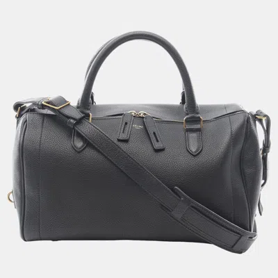 Pre-owned Celine Black Grained Leather Asymmetrical Duffle Bag