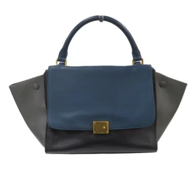 Pre-owned Celine Black Gray Navy Leather Handbag Shoulder Bag ()