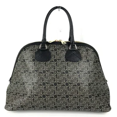 Pre-owned Celine Black Gray Pvc Leather Boston Bag Handbag ()