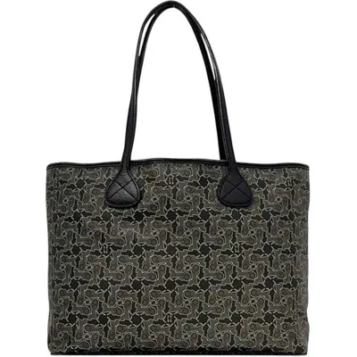 Pre-owned Celine Black Gray Pvc Leather Tote Bag () In Black, Gray