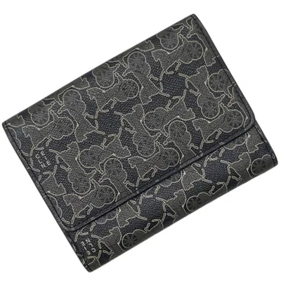 Pre-owned Celine Black Gray Pvc Leather Wallet (bi-fold) () In Black, Gray