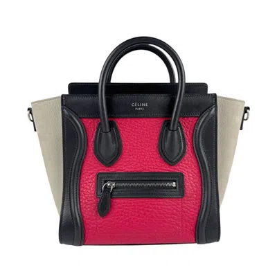 Pre-owned Celine Black Gray Red Color Leather Handbag Shoulder Bag ()