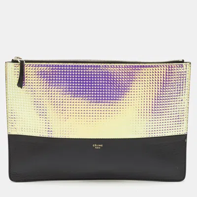 Pre-owned Celine Black Holographic Leather Solo Clutch