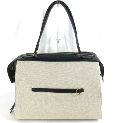 Pre-owned Celine Black Ivory Canvas Leather Shoulder Bag Tote Bag () In Multi
