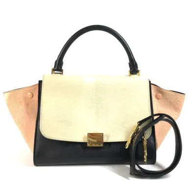 Pre-owned Celine Black Ivory Pink Leather Handbag Shoulder Bag Tote Bag ()