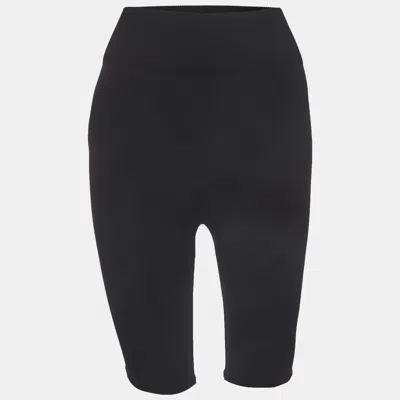 Pre-owned Celine Black Jersey Knit Triomphe High Waisted Cycling Shorts Xs