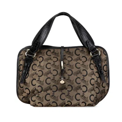 Pre-owned Celine Black Khaki Canvas Leather Tote Bag ()