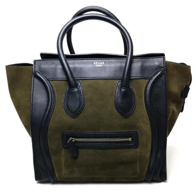 Pre-owned Celine Black Khaki Suede Leather Handbag Shoulder Bag Tote Bag () In Multi