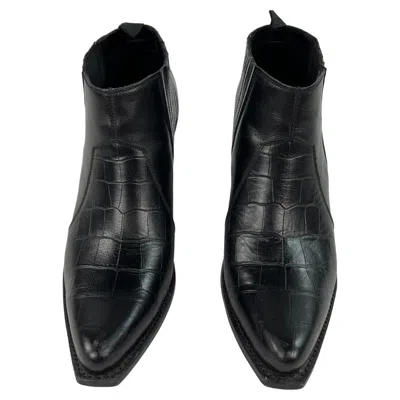 Pre-owned Celine Black Leather Bootie, Size 38