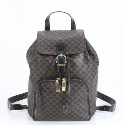 Pre-owned Celine Black Leather Coated Canvas Backpack ()
