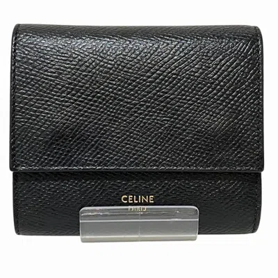 Pre-owned Celine Black Leather Coin Purse/coin Case ()