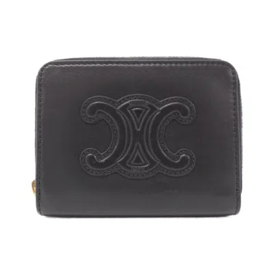 Pre-owned Celine Black Leather Coin Purse/coin Case ()
