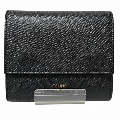 Pre-owned Celine Black Leather Coin Purse/coin Case ()