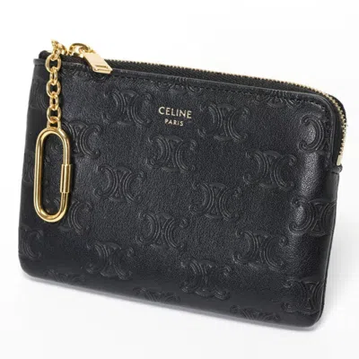 Pre-owned Celine Black Leather Coin Purse/coin Case ()