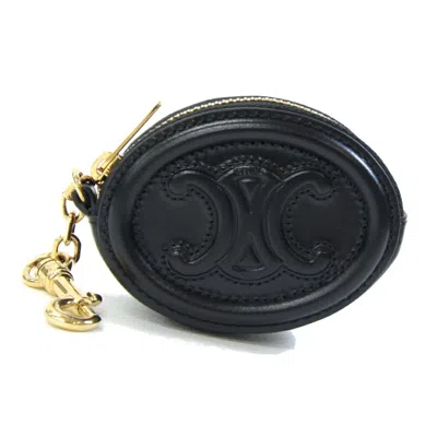 Pre-owned Celine Black Leather Coin Purse/coin Case ()