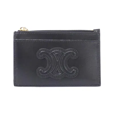 Pre-owned Celine Black Leather Coin Purse/coin Case ()