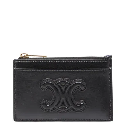 Pre-owned Celine Black Leather Coin Purse/coin Case ()