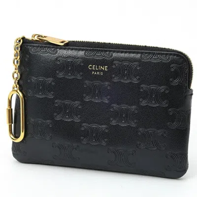 Pre-owned Celine Black Leather Coin Purse/coin Case ()