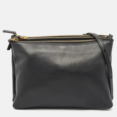 Pre-owned Celine Céline Black Leather Large Trio Crossbody Bag