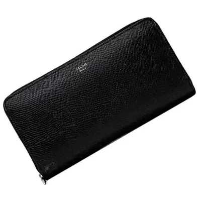 Pre-owned Celine Black Leather Long Wallet (bi-fold) ()