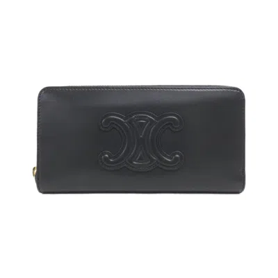 Pre-owned Celine Black Leather Long Wallet (bi-fold) ()