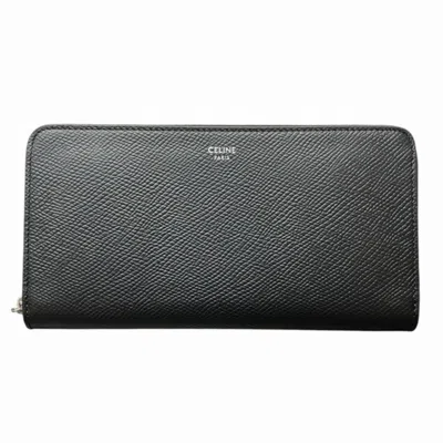 Pre-owned Celine Black Leather Long Wallet (bi-fold) ()