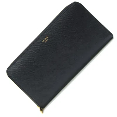Pre-owned Celine Black Leather Long Wallet (bi-fold) ()