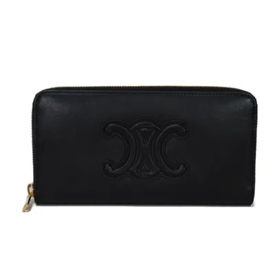 Pre-owned Celine Black Leather Long Wallet (bi-fold) ()