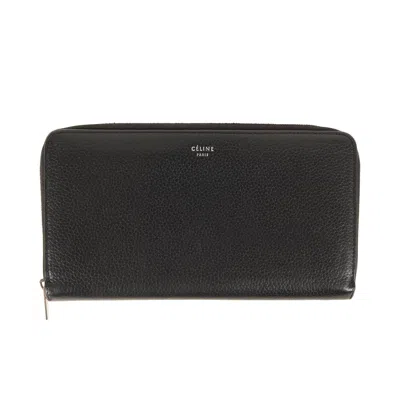 Pre-owned Celine Black Leather Long Wallet (bi-fold) ()